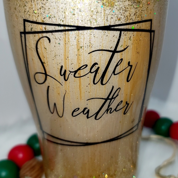 Gold Glitter Sweater Weather Tumbler - Picture 3 of 8